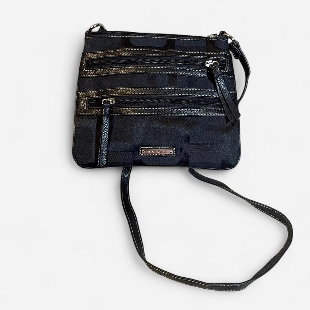 Nine West Black Geometric Crossbody Bag Women Multi Pocket Shoulder Purse